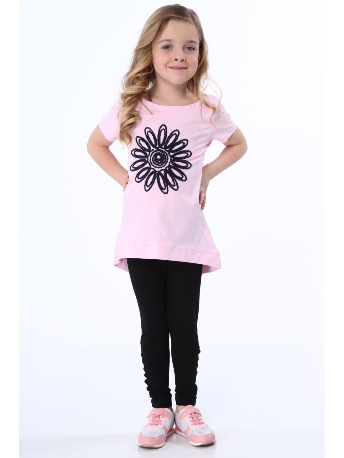 Tunic with a flower, light pink NDZ8210 - Online store - Boutique